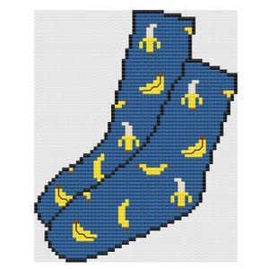 Digitales Kreuzstichmuster – Bananensocken inspiriert von hitziger Rivalität