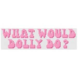 Patrón digital de marcapáginas de punto de cruz: ¿Qué haría Dolly?