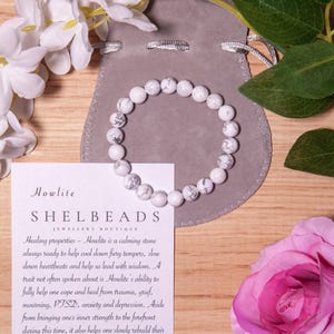 HOWLITE Handcrafted Carefully Selected 8mm Crystal Bead Bracelet On Stretch Elastic