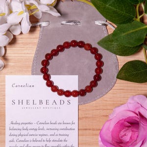 CARNELIAN Handcrafted Carefully Selected 8mm Crystal Bead Bracelet On Stretch Elastic *Various Styles Available*