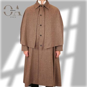 Herren Brauner Woll Inverness Cape - Vintage Sherlock Holmes Umhang