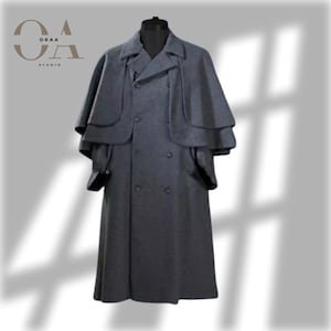 Men&#39;s Wool Inverness Cape Greatcoat – Vintage Style Duster Cape