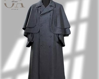 Vintage Japanese Wool Inverness Coat Around Taisho Era #3517