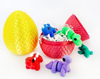 3D Printed Articulated Dinosaur Egg Surprise Toy – Easter Basket Filler