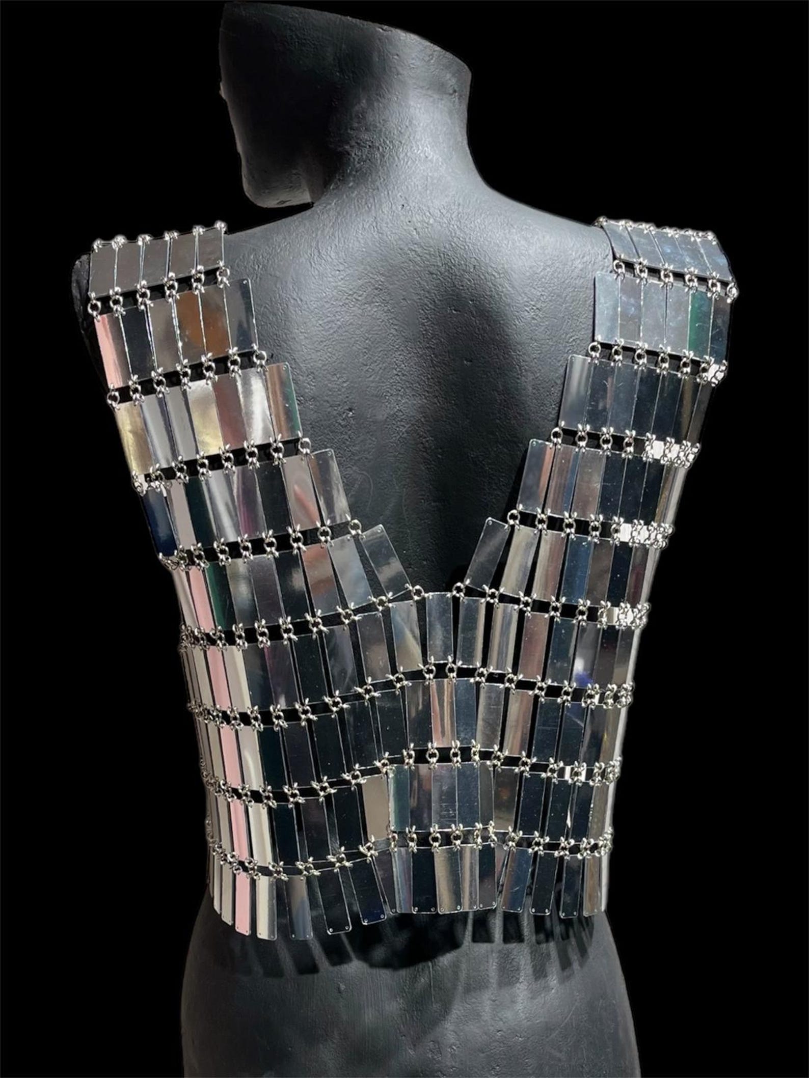 Handmade Mirror Tile Chainmail Crop Top: Reflective Rave Wear - Etsy