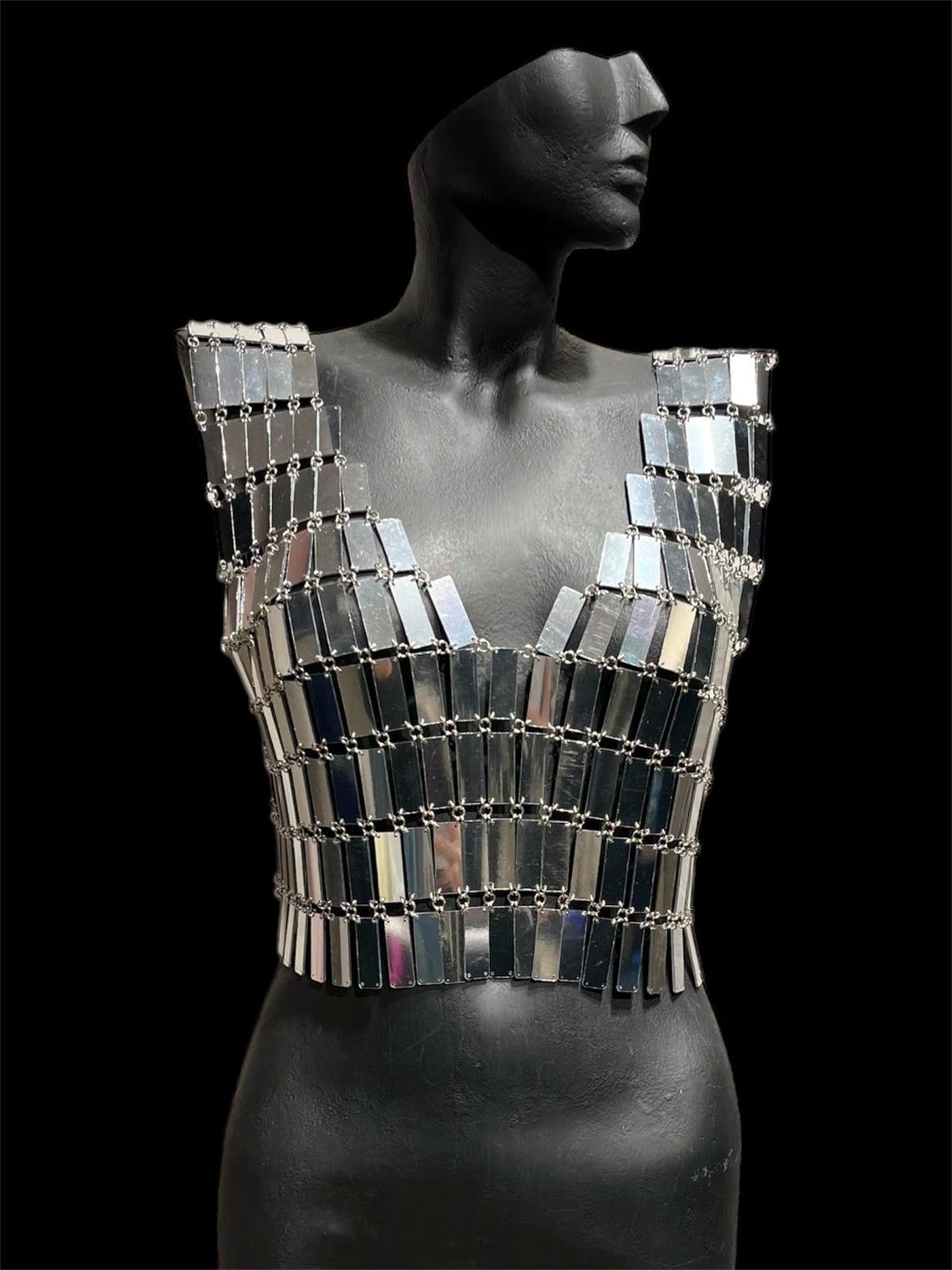 Handmade Mirror Tile Chainmail Crop Top: Reflective Rave Wear - Etsy
