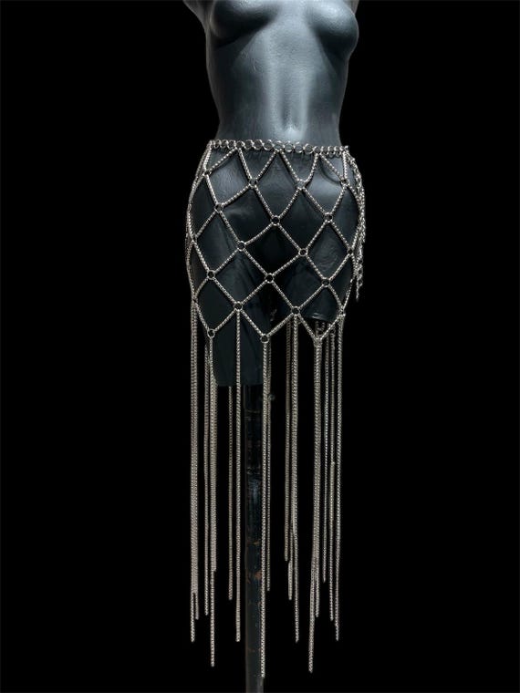 Silver Chain Fringe Body Jewelry – Festival Metal Belt  display picture 3