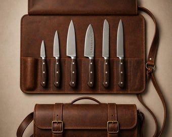 Leather Knife Roll Chef Bag Premium Knife Organizer Travel Case Full Grain Leather