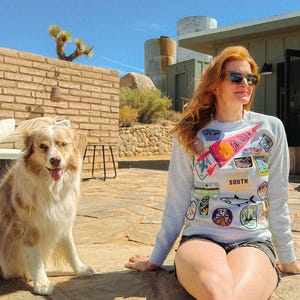 American Road Trip Patchwork Sweatshirt - John Muir Trail Niagara Falls Vintage Crewneck XS-S