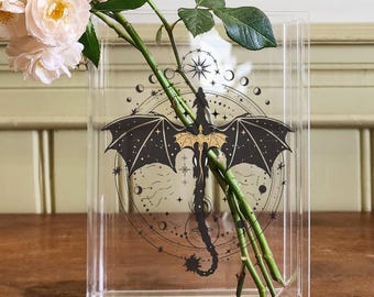 Basgiath War College Acrylic Book Vase, Fourth Wing Flower Vase, Reader Bookshelf Decor, Librarian Gift for Book Lovers, Bookworm Vase