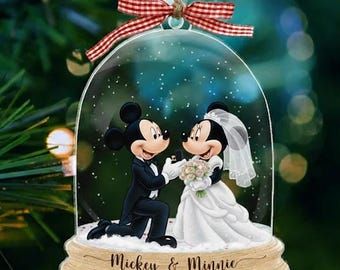 Mickey & Minnie Wedding Ornament, Disney Couple Acrylic Ornament, Just Married Xmas Ornament 2025,Bride Groom Xmas Decor,Engagement Keepsake