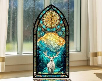 Terrasen Stag Acrylic Suncatcher, Throne of Glass Window Decor,  Style Fantasy Art, Rowan Whitethorn Inspired Woodland Ornament