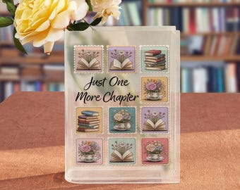 Just One More Chapter Book Vase, Pastel Floral Book Lover Vase, Cozy Reader Acrylic Decor, Cottagecore Bookish Room Vase,Tea and Books Theme