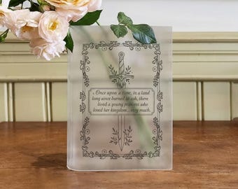 Throne of Glass Book Vase, Fireheart Terrasen Acrylic Vase, Aelin Celaena Sardothien Quote Decor, Fantasy  Readers Gift, Bookshelf Vase