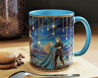 Tazza in stile vetro colorato Feyre e Rhysand, tazza da caffè ACOTAR Night Court, tazza artistica Starfall Fantasy Romance, tazza da tè Bookish