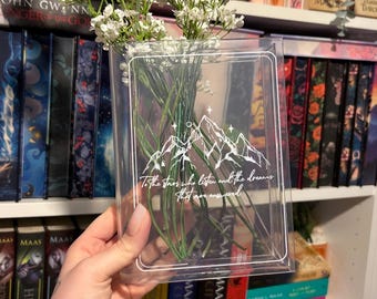 Vaso a forma di libro Velaris, vaso a forma di libro ispirato ad ACOTAR, vaso "To The Stars Who Listen", vaso con fiori in acrilico fantasy