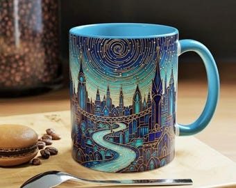 Tazza in stile vetro colorato City of Starlight, tazza da caffè Velaris Fantasy City, tazza ACOTAR The Night Court, tazza da tè Starry Night Bookish