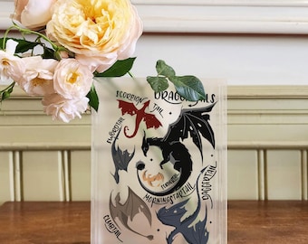 Fourth Wing Book Vase, Dragon Anatomy Book Shaped Vase, Acrylic Fantasy Vase, Book Lover Decor, Basgiath War College, Fantasy Reader Decor