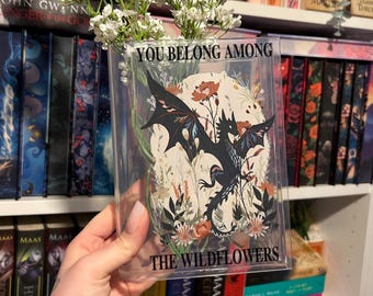 Abraxos Flower Book Vase, Fantasy Bookshelf Decor, Book Acrylic Vase for Flowers,Fantasy Dragon Bookish Book Shaped Vase,Abraxos Garden Club