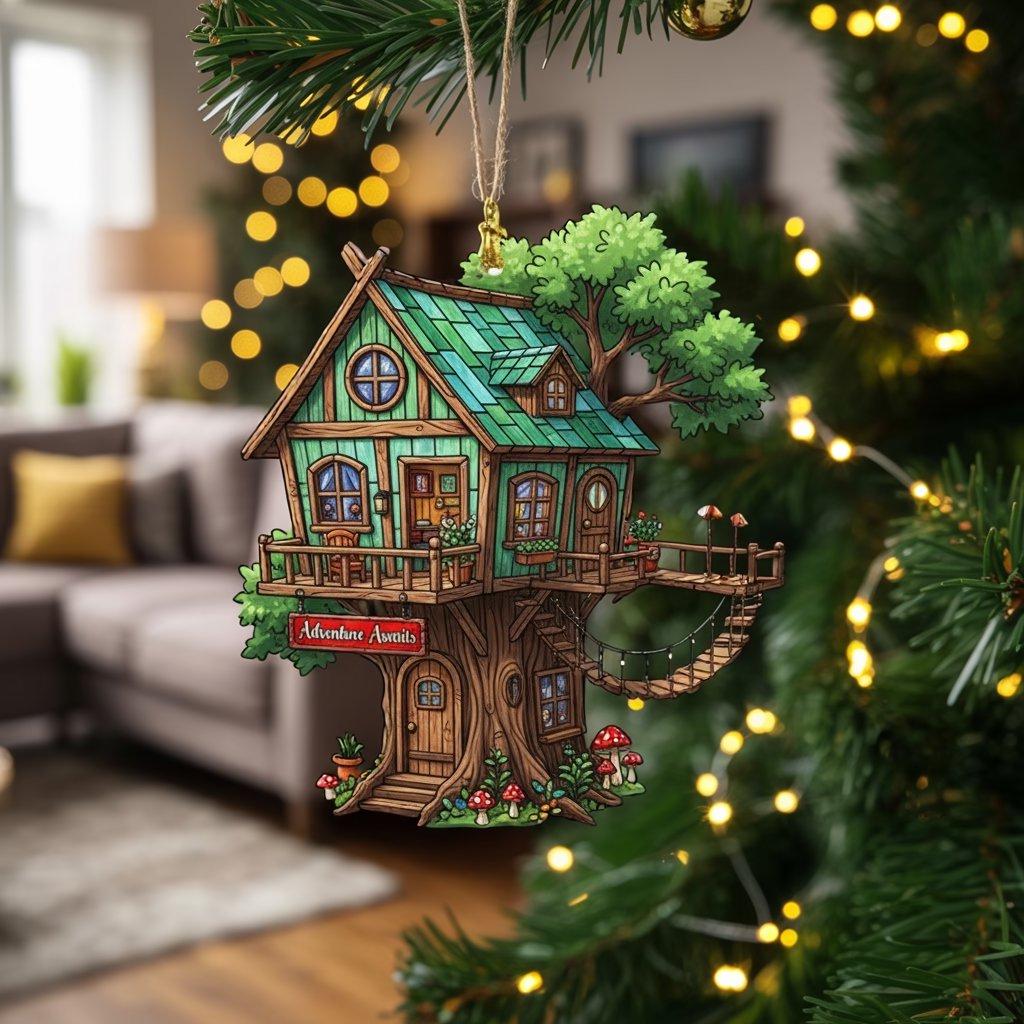 Treehouse Acrylic Ornament, Adventure Awaits Decor, Whimsical