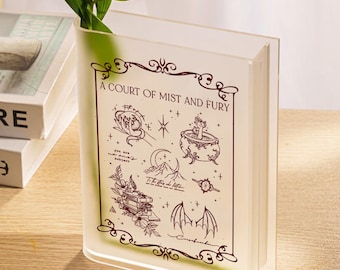A Court of Mist and Fury Acrylic Book Vase, ACOTAR Book Vase Decor, Rhysand Fan Gift, Fantasy Bookish Home Decor,Crescent City Inspired Vase