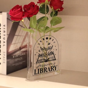 Book Lover Vase, Personalized Book Shaped Vase, Flower Vase for Readers, Acrylic Book Vase, Witchy Reader Decor, Dark Academia Style