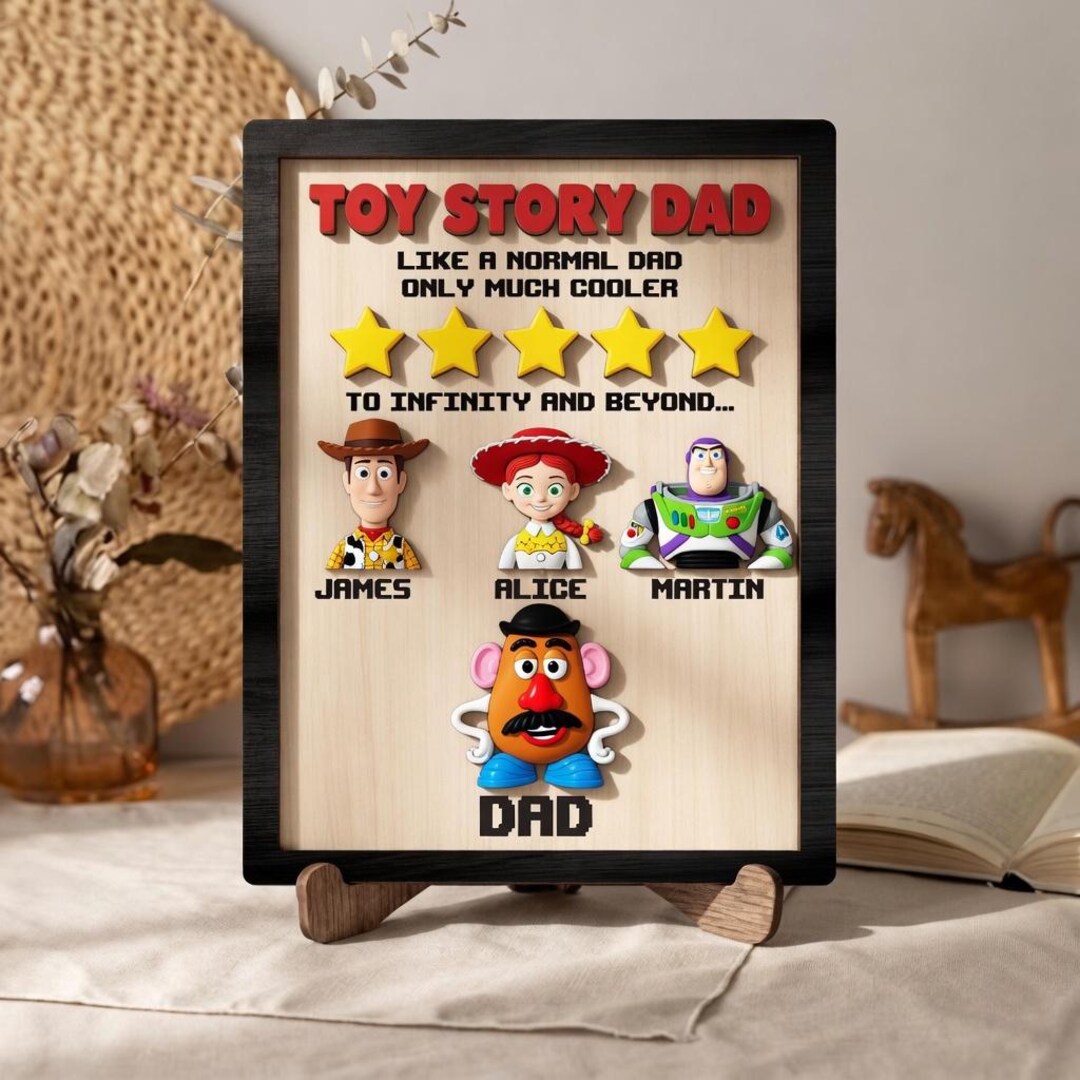 Personalized Toy Story Dad Wood Sign, Custom Name Woody Buzz Lightyear ...