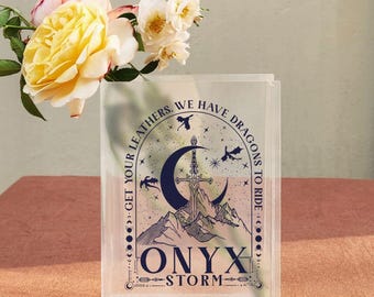 Onyx Storm Book Vase, Dragon Rider Book Shaped Vase, Fourth Wing Inspired Vase, Acrylic Fantasy Vase, Romantasy Shelf Decor