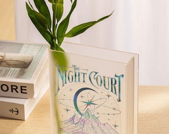 Jarrón con forma de libro de la Corte Nocturna, jarrón de la Ciudad de la Luz Estelar de Velaris, jarrón con forma de libro inspirado en ACOTAR, jarrón acrílico de fantasía decorativo