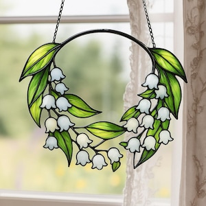 Lily of the Valley Acrylic Suncatcher, Spring Flower Window Hanging, Lily of the Valley Stained Glass,Flower Suncatcher,Botanical Suncatcher