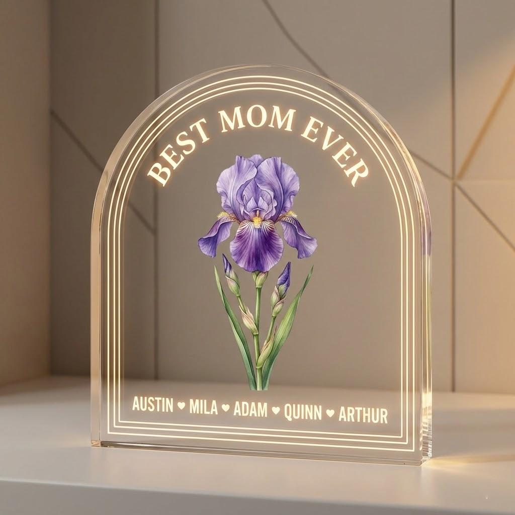 お母さんへの誕生花アクリルプレート、パーソナライズされた最高の