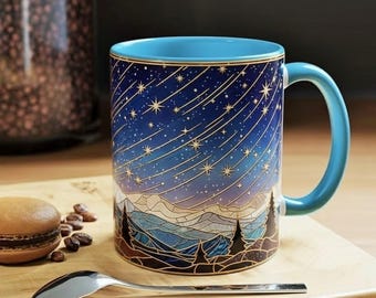 Tazza in stile vetrata con cielo notturno Velaris, tazza da caffè con cielo stellato ACOTAR Night Court, tazza da tè con arte fantasy City of Starlight, tazza per amanti dei libri