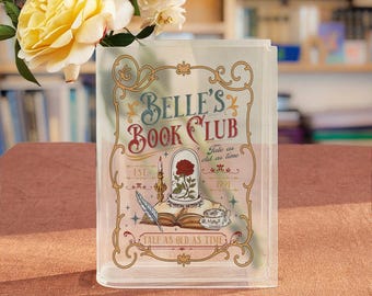 Belle Book Club akrylbokvas, saga lika gammal som tiden bokvas, Skönheten och odjuret biblioteksdekor, sagorosvas, present till bokälskare