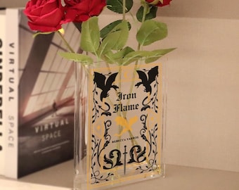 Iron Flame Book Vase, Basgiath War College Flower Vase, Rebecca Yarros Book Decor, Fantasy Dragon Acrylic Vase, Book Shaped Shelf Art