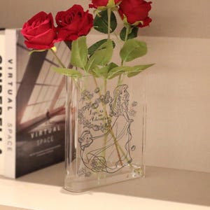Disney Princess Acrylic Book Vase, Personalized Acrylic Book Shaped Flower Vase, Custom Book Themed Home Decor, Book Lover Home Decor