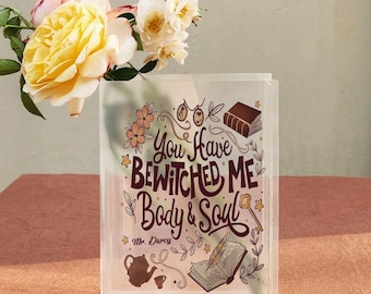 Mr Darcy Büchervase, Stolz und Vorurteil Zitat Vase, Jane Austen Bücherwurm Dekor, Romantische Acryl Büchervase, Blumen Buchvase