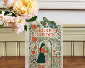 The Secret Garden Book Vase, Vintage Literary Acrylic Vase, Botanical Home Decor, Classic Bookish Room Vase, Cozy Whimsical Decoration