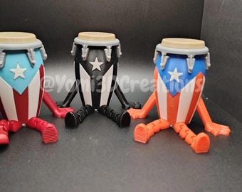 3D Printed Puerto Rican Flag Mini Conga Shelf Sitter – Puerto Rico Home Decor Accent