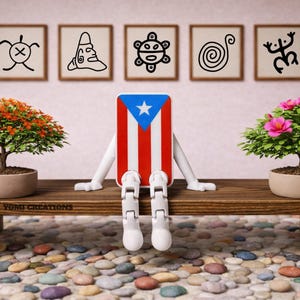 Minifigura articulada de Puerto Rico Buddy, regalo de recuerdo coleccionable. Official flag