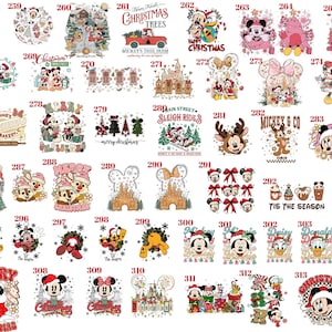 May include: A collection of seventy-eight individual graphic designs featuring Disney characters like Mickey and Minnie Mouse in various Christmas-themed scenes, including holiday trees, castles, and festive text, numbered from 237 to 314.