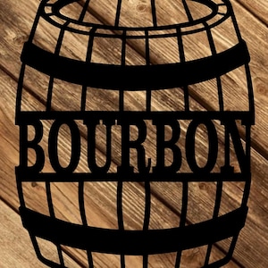 Bourbon sign, Bourbon Barrel, Man Cave, Handcrafted Metal Bourbon Sign – 14 Gauge, Perfect for Whiskey Lovers