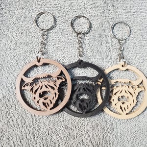 Highland Cow Keychain, Cow keychain, Cow gift, 3D Printed keychain