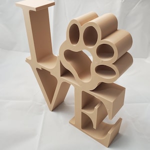 LOVE Paw shelf decor, 3D Printed LOVE Sign with Dog Paw – Pet Lover Home Decor, Animal Themed Gift, Dog Mom Gift, Paw Print Sign,