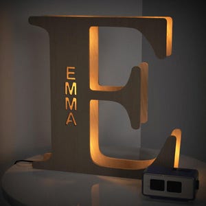 Lámpara de noche para niños con nombre personalizado y letras de madera, regalo de cumpleaños para baby shower, decoración de guardería, letra con nombre de niño personalizada