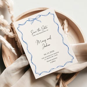 Bow Wedding Save The Date Template, Whimsical Invite, Editable Save The Date, Printable Wedding Card, Wedding Stationery MARY