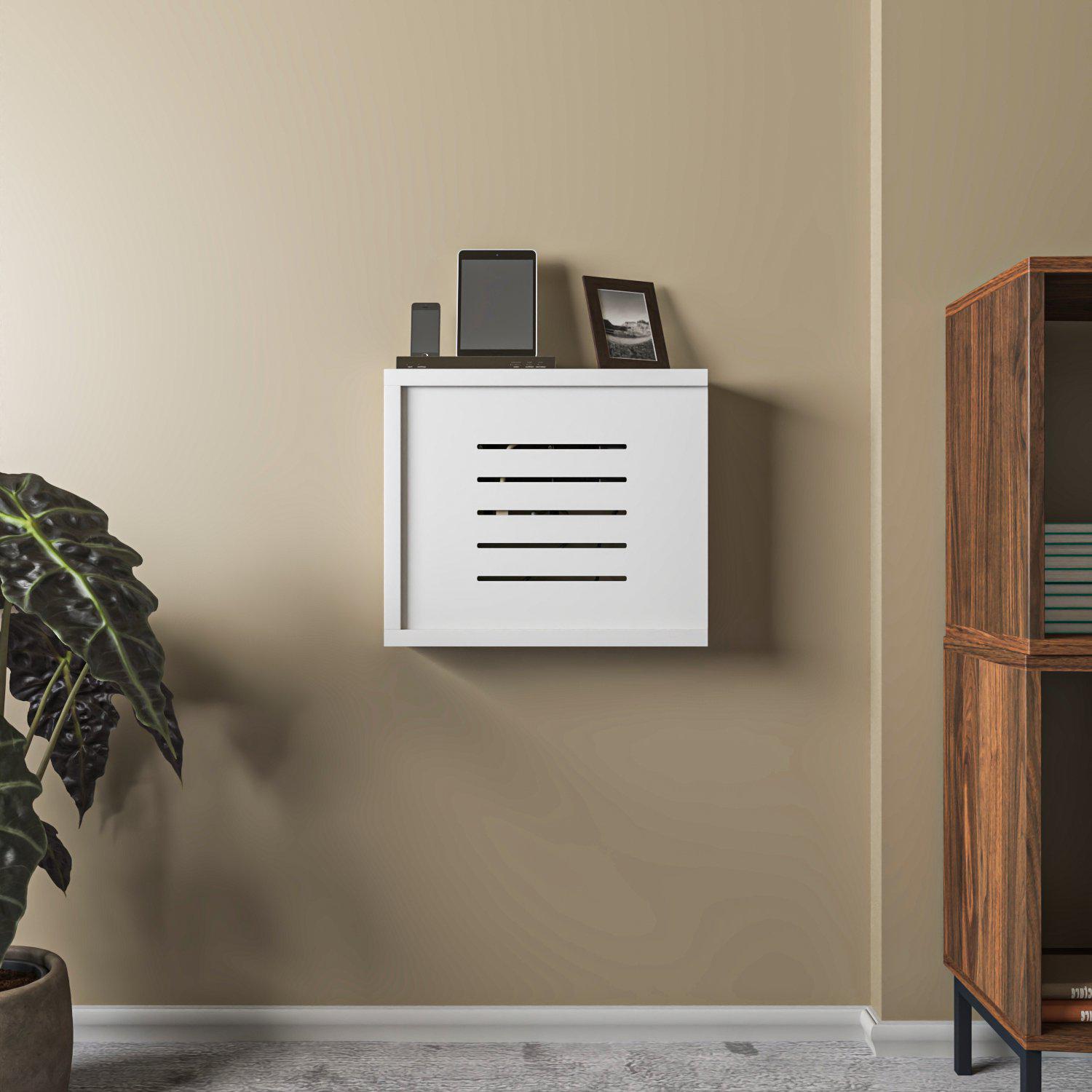 Modem Router Covers Wall Mounted Wifi Router Box, Laser Cut Decorative Modem & Cable Cover ...