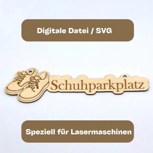 Laserbestand SVG-bestand/ digitaal bestand/ vectorbestand bord "Schoenenparkeren" decoratiehanger direct downloaden