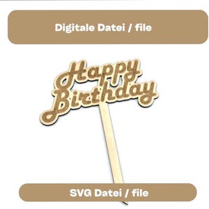 Fichier laser SVG / fichier vectoriel / décoration de gâteau d'anniversaire / décoration en bois pour gâteau ou composition florale téléchargement instantané