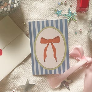 Blank Greeting Card with Bow | Physical, Illustrated Greeting Card | 4 x 6, Envelope Included