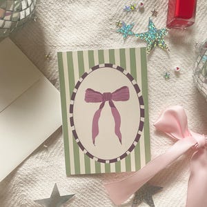Blank Greeting Card with Bow | Physical, Illustrated Greeting Card | 4 x 6, Envelope Included